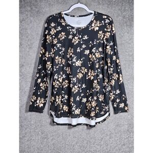 J Jill Fit Performance‎ Long Sleeve Tee Top Womens Size Medium Floral Stretch